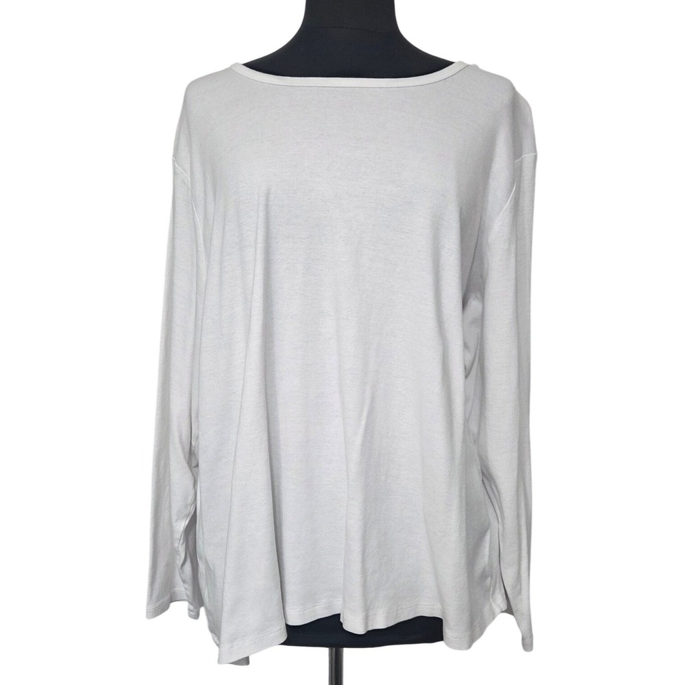 St Johns Bay Essential Tee White Long Sleeve‎ Scoop Neck Cotton Top Womens 4X